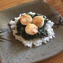 Coconut Creamed Greens and Scallops